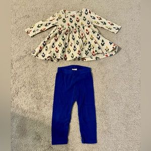 12-18 months Hanna Andersson gnomes dress with royal blue pants